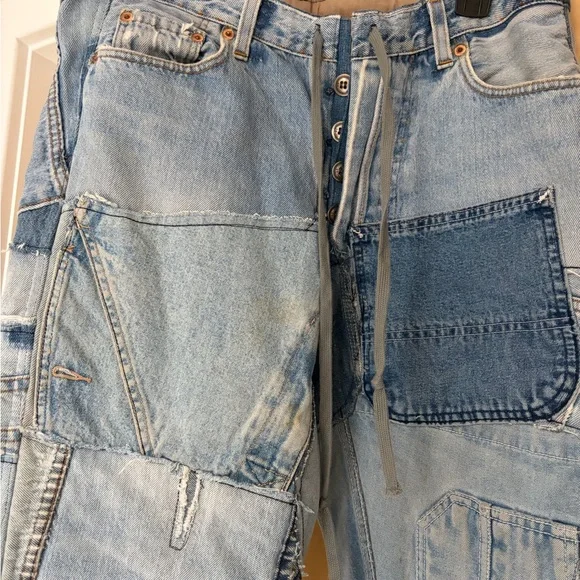 Greg Lauren mixed denim 34 lounge jeans Sz 2 - Picture 6 of 11